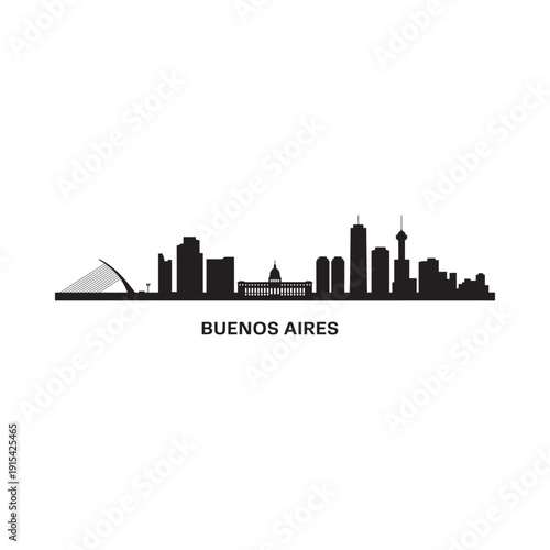 Silhouetted skyline of buenos aires argentina with city name labeling