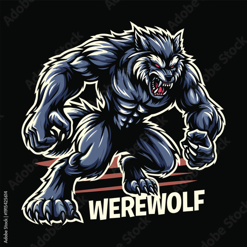 Fierce Werewolf Beast Mascot Illustration for Gaming and Apparel Design