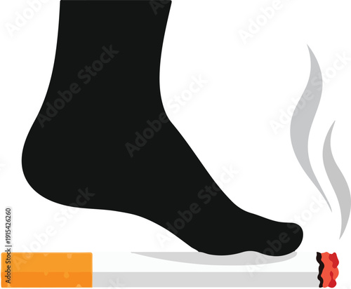 Bold illustration of a foot crushing a smoking cigarette, symbolizing quitting and a smoke-free lifestyle