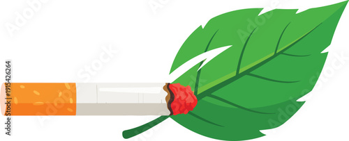A powerful symbol of quitting smoking and embracing a healthy lifestyle with a cigarette butt and green leaf