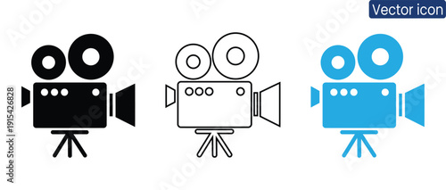 Vibrant film camera icons for creative projects and media production needs