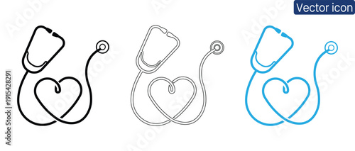 Versatile stethoscope and heart icons for healthcare branding