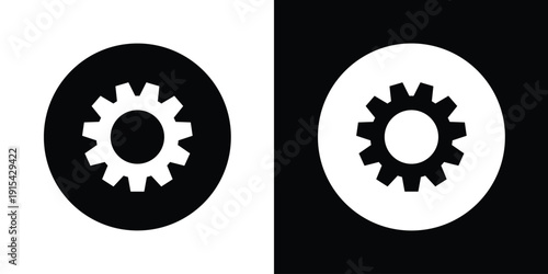 Картината върху платно Cogwheel gear vector icon inside a circle button