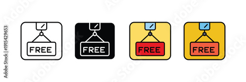FREE hanging sign icon vector. Promotion signboard symbol for e-commerce deals, retail discount, marketing offer, and shop sale set. Vector Illustration.