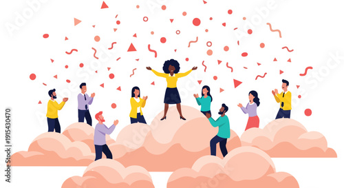 Empowering Vision: Diverse Team Celebrates Black Female Leader's Monumental Business Achievement