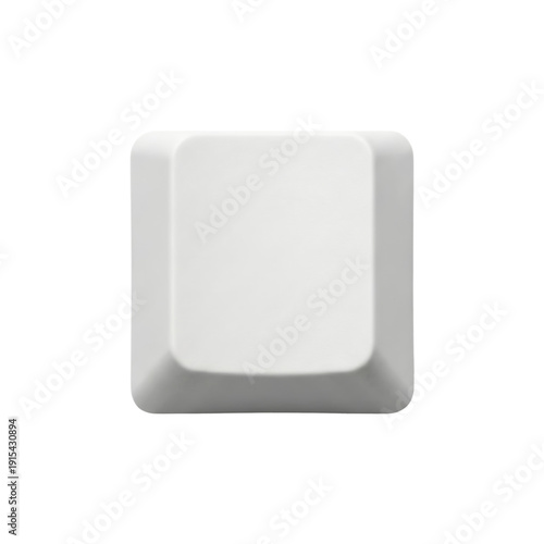 White mechanical keyboard keycap isolated. Blank computer button.