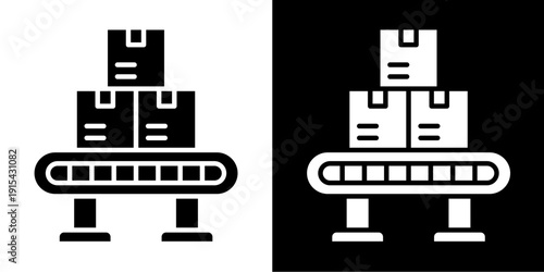 Conveyor Belt  Icon Set White Glyph Style Collection
