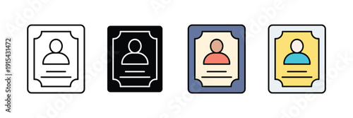 User ID card icon vector. Identification badge symbol for profile management, membership card, employee recognition, and account authentication set. Vector Illustration.