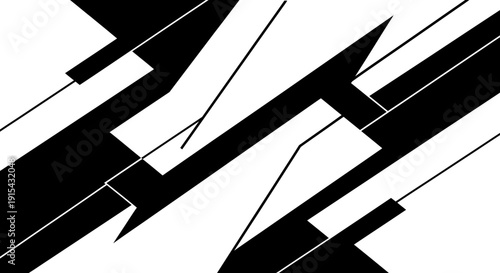 Abstract Dynamic Black and White Geometric Lines and Shapes Background Design
