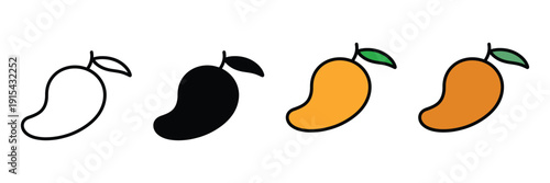 Mango fruit icon vector. Tropical fruit symbol for healthy eating, organic food, summer juice, and grocery store set. Vector Illustration.