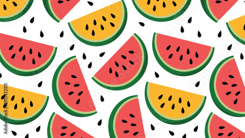 Fruit Pattern Watermelon Melon Slices Vector Illustration