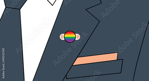 Celebrating Inclusion: Professional Vector Illustration of a Business Suit Featuring a Subtle LGBTQ+ Pride Lapel Pin