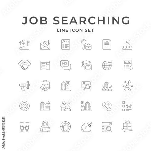 Set line icons of job searching