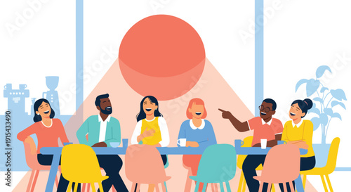 Positive Team Synergy: Diverse Professionals Sharing Authentic Laughter During A Productive Office Break.