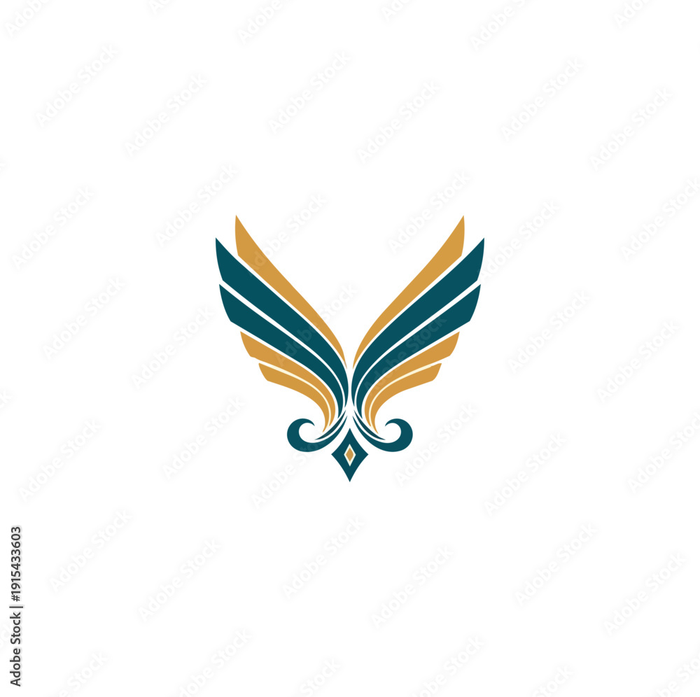Obraz premium Abstract winged emblem vector design on black background