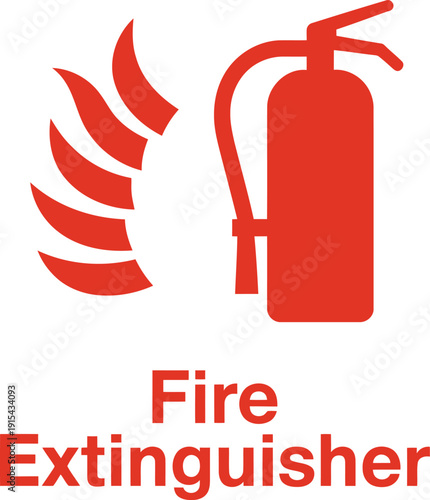 Fire extinguisher symbol with flames