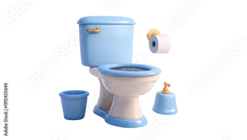 Die cut toilet plasticine png with tissue paper in restroom model topic.