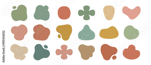 Abstract organic blob collection, colorful fluid shapes for modern background design vector isolated on transparent background