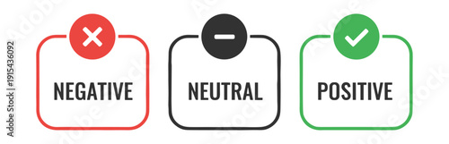 Positive negative and neutral feedback icons set, rating review evaluation symbols vector isolated on transparent background