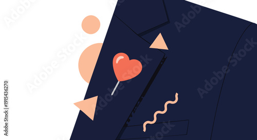 Modern Business Suit with Heart Pin: Vector Art for Authentic Customer Experience and Corporate Gifting Campaigns.