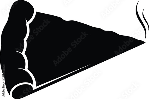 Black silhouette icon of a hot steaming pizza slice.