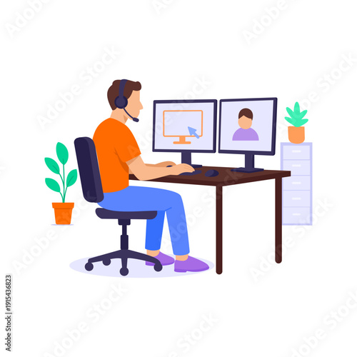 Remote Work Policies, guidelines for distributed workforce operations, Flat vector character illustration