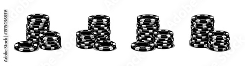 Poker chip icons set. flat vector icons for casino and gambling. game coin collection