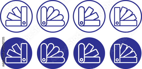 Swatchbook icon set. Color palette and guide symbols. Printing industry symbols. Swatchbook icon logo in stroke lines collection. Printing industry symbols. Digital art and layout signs. trendy stroke