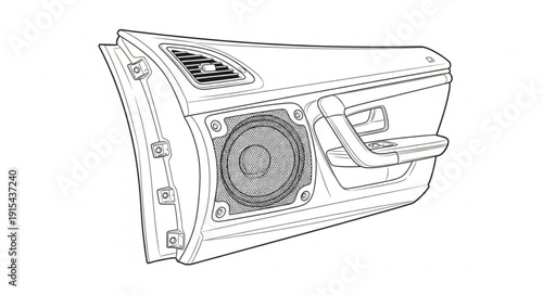 Car Door Line Drawing Illustration.