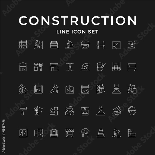 Set line icons of construction