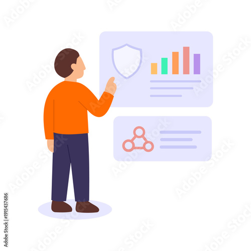 Compliance Monitoring, ensuring adherence to rules regulations, Flat vector character illustration