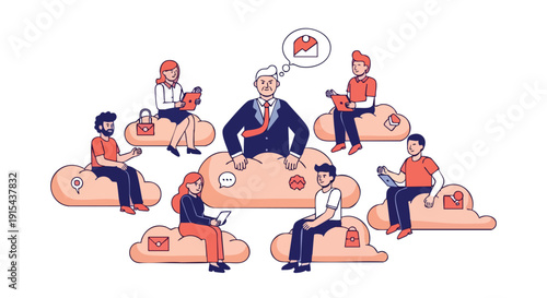 Centralized Cloud Strategy: CEO Directing a Seamlessly Integrated Remote Professional Team