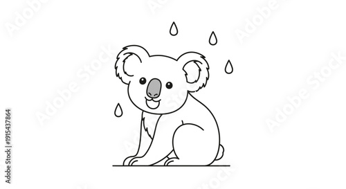 Koala with Rain Drops