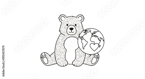 Polar bear with globe symbolism for global unity