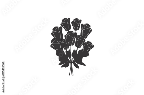 Rose Bouquet Vector Icon for Romantic and Floral Design
