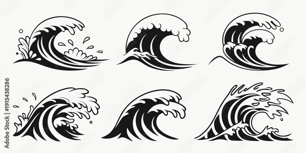 Fototapeta premium A collection of intricate black and white illustrations of various fish species. Vector