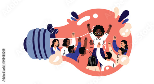 Collaborative Breakthrough: Diverse Team Celebrating a Big Idea and Business Success