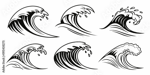 Bild auf Leinwand Seven distinct views of a seashell, showcasing its intricate patterns and textur