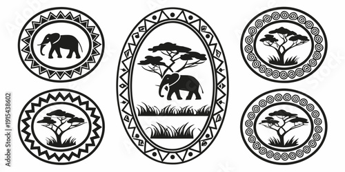 A collection of vintage badges featuring various animals and symbols. Vector