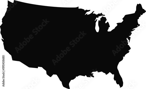 A black silhouette of the united states of america