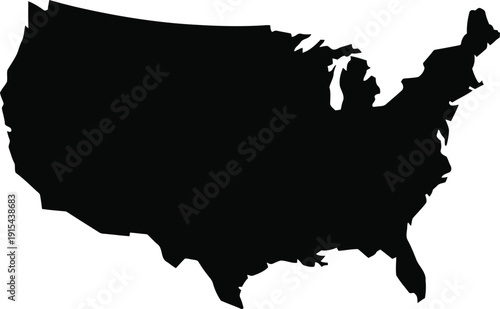 A black silhouette of the united states of america
