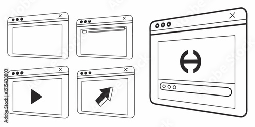 A collection of various user interface elements and icons displayed on a white background Vector
