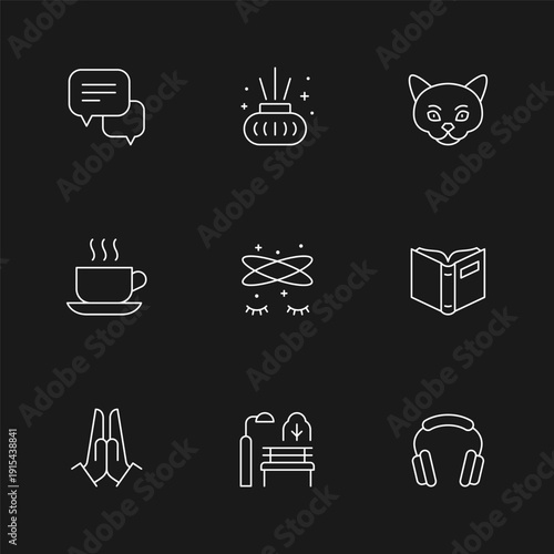 Set line icons of stress relieve