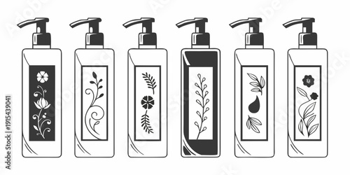 Assorted bottles with different labels and designs Vector