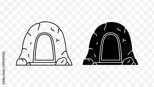 Vector illustration of two igloo door icons, one white and one black, isolated on transparent background
