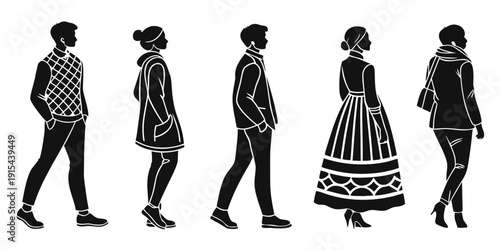 Historical fashion illustration showcasing diverse attire from different eras Vector