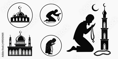 Religious symbols representing various faiths and their practices Vector