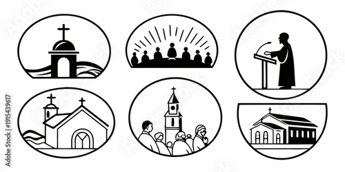A collection of diverse icons representing various activities and objects Vector
