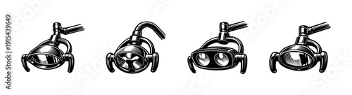 Robotic arm flat vector icons set: mechanical and automation symbol collection