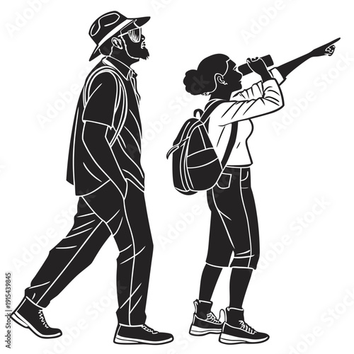 A black vector illustration drawing of a teenager person or karate boy silhouette holding a gun in a cartoon sketch style